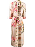 Pierre-Louis Mascia mixed-print shirt dress - PINK