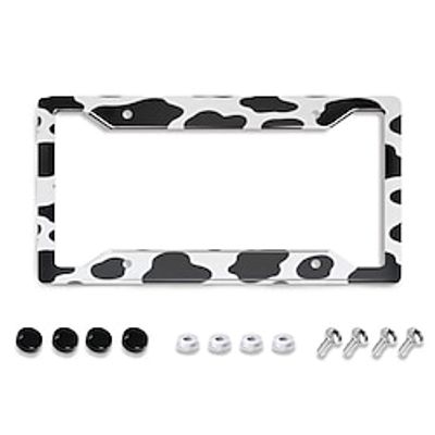 Car License Plate Frame With Cow Print White Black Spot Design Stainless Aluminum Car Tag Cover Holder Auto Car With 4 Holes And Screws Lightinthebox Car License Plate Frame With Cow Print White Black Spot Design Stainless Aluminum Car Tag Cover Holder Auto Car With 4 Holes And Screws Lightinthebox