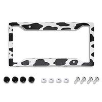 Car License Plate Frame With Cow Print White Black Spot Design Stainless Aluminum Car Tag Cover Holder Auto Car With 4 Holes And Screws Lightinthebox - thumbnail