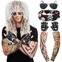 80s Rocker Costume Wig Men Hippie Wig with Bandana Sunglasses Sleeves for 80s Punk Party Accessories Lightinthebox - thumbnail