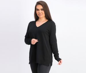 Womens V-Neck Pullover Sweater  Deep Black