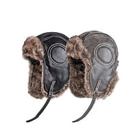 Men's Unisex Trapper Hat Black As Picture PU Leather Retro Solid / Plain Color miniinthebox - thumbnail