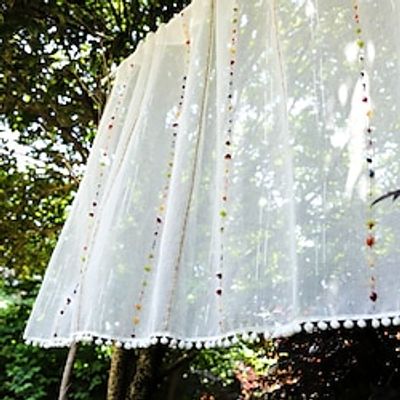 Cafe Kitchen Curtains Short Curtains 1 Pc Handmade Semi-Darkening Tulle Curtain Light Airy and Breathable White Nordic Curtain Valance for Balcony Door Garden Lightinthebox
