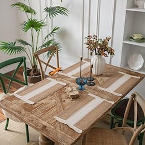 Crochet Macrame Placemat Boho Woven Table Mats Farmhouse Place Mat with Tassel for Dining Room Kitchen Wedding Table Decor Lightinthebox