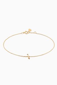 Promise Letter Bracelet with Diamond in 18kt Yellow Gold