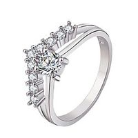 Ring 3D Silver Zircon Copper Silver-Plated Letter Fashion 1pc 7 8 9 / Women's / Promise Ring miniinthebox - thumbnail