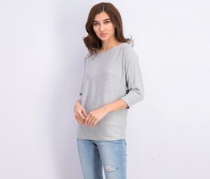 Womens Plain Elbow Sleeve Sweater  Grey