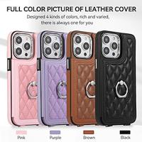 Phone Case For iPhone 15 Pro Max iPhone 14 13 12 11 Pro Max Plus Back Cover with Lanyard Kickstand Card Slot Geometric Pattern TPU PU Leather Lightinthebox