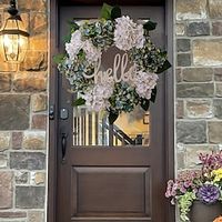 Spring Wreath for Front Door Wreath 18 Inch Green Hydrangea Wreath Summer Wreath Handmade Hello Wreath Farmhouse Wreath Grapevine Wreath miniinthebox - thumbnail
