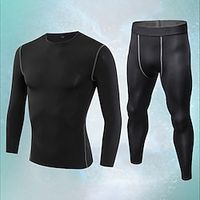 Men's Gymnastics Suits Gym Shirt Compression Set Crew Neck Sports  Outdoor Daily Holiday Plain Black White Red Activewear Streetwear Sport Spring   Fall Hoodies Sweatshirts  Lightinthebox - thumbnail