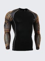 Mens Breathable Elastic Tight Fitting Bodybuilding Sport Quick-Dry Long Sleeve T-Shirt