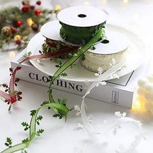 1 roll Ribbons Flowers Gifts Packing Christmas Tree Snow Yarn Decoration Wedding Decor Party Supplies DIY - red and Green miniinthebox