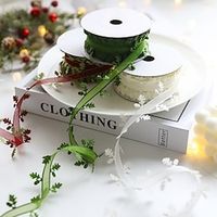 1 roll Ribbons Flowers Gifts Packing Christmas Tree Snow Yarn Decoration Wedding Decor Party Supplies DIY - red and Green miniinthebox - thumbnail
