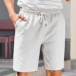 Men's Shorts Casual Shorts Pocket Drawstring Elastic Waist Plain Comfort Short Outdoor Daily Casual Boho Black White Lightinthebox