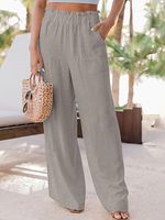 Casual Loose Solid Color Elastic Waist Pants