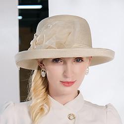 Hats Fiber Bowler / Cloche Hat Bucket Hat Straw Hat Wedding Tea Party Elegant Wedding With Bowknot Pure Color Headpiece Headwear Lightinthebox