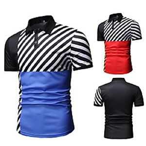 Men's Polo Other Prints Color Block Short Sleeve Casual Tops Casual Blue Red Lightinthebox