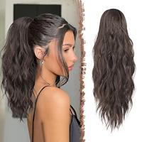 Ponytail Extensions Drawstring Ponytails Hair Extension Medium Brown Long Curly Wavy Hair Piece Synthetic Brown Pony Tail Hairpieces for Women Lightinthebox