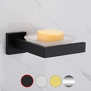 Soap Holder Stainless Steel and ABS with Glass Tray Wall Mounted Bathroom 1pc Painted Finishes, Chrome Electroplated and Brushed miniinthebox
