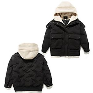 Kids Boys' Coat Long Sleeve Black Gray Beige Plain Zipper Pocket Daily Active Cool 4-13 Years Lightinthebox