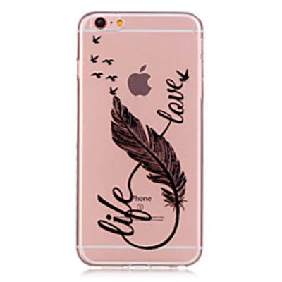 Phone Case For Apple Back Cover iPhone 6s Plus iPhone 6s iPhone 6 Plus iPhone 6 Transparent Pattern Feathers Soft TPU miniinthebox