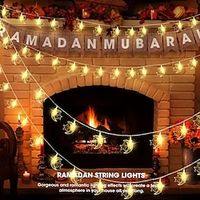 Ramadan Moon Shaped String Lights 3m 20leds 1.5m 10leds Battery Powered Ramadan Home Holiday Garden Party Atmosphere Decoration Night Light Lightinthebox