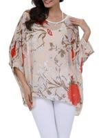 Chiffon Printed Beach Sun Protective Cover Up - thumbnail