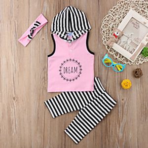 Toddler Girls' Clothing Set Sleeveless Blushing Pink Striped Print Active Regular 3-12 Years Lightinthebox