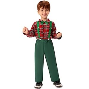 Santa Claus Elf Outfits Boys Christmas Christmas New Year Christmas Eve Kid's Party Christmas New Year Eve Polyester Top Pants Collar miniinthebox