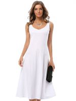 Casual Pure Color Sleeveless V-neck Women Dress