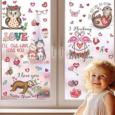 Valentines Day Decorations Heart Window Clings Decor, Large Red Pink Heart Tree Cupid Valentines Day Decor for Kids Home School Office Classroom, Wedding Birthday Party Supplies Gifts, 9 Sheets Lightinthebox