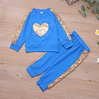 Kids Toddler Girls' Sports Suit Clothing Set 2 Pieces Long Sleeve Blue Solid Colored Cotton School Daily Wear Basic Cute 1-4 Years miniinthebox - thumbnail