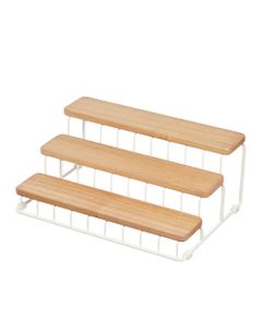 iDesign Wire & Paulownia Wood 3-Tire Spice Rack