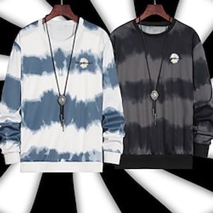 Men's Sweatshirt Pullover Graphic Patterned Tie Dye Print Daily Holiday Going out 3D Print Designer Casual Hoodies Sweatshirts  Long Sleeve Black Blue Lightinthebox