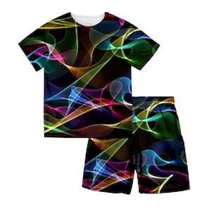 Kids Boys T-shirt  Shorts Clothing Set 2 Pieces Short Sleeve Black Graphic Print Street Sports Vacation Fashion Comfort Cool Daily 3-13 Years Lightinthebox