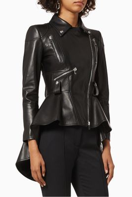 Peplum Biker Jacket in Leather Peplum Biker Jacket in Leather