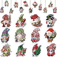 24pcs Wooden Christmas Retro Style Colorful Santa Claus Hanging Decoration Pendant For Outdoor Festival Party Gift (with Rope) miniinthebox - thumbnail