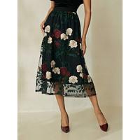 Embroidery Virginia Floral Midi Skirt - thumbnail