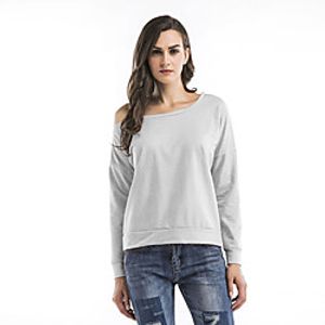 Women's T shirt Solid Colored Long Sleeve One Shoulder Basic Tops Black Orange Gray miniinthebox