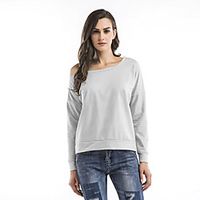 Women's T shirt Solid Colored Long Sleeve One Shoulder Basic Tops Black Orange Gray miniinthebox - thumbnail