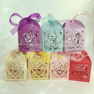 10Pcs Love Heart Party Wedding Hollow Carriage Candy Boxes