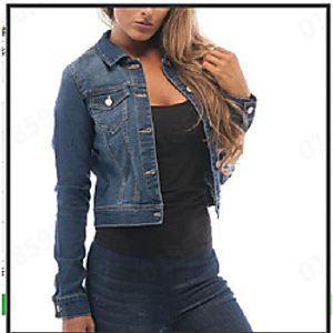 Women's Coat Solid Color Others Casual  Daily Spring Coat Short Daily Wear Cotton Coat Tops Blue Lightinthebox