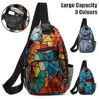 Men's Women's Crossbody Bag Shoulder Bag Chest Bag Polyester Outdoor Daily Holiday Zipper Print Large Capacity Lightweight Multi Carry Geometric Blue Rainbow Light Blue Lightinthebox - thumbnail