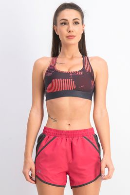 Womens Crossback Deboss Padded Sport Bra Black/Orange Womens Crossback Deboss Padded Sport Bra Black/Orange
