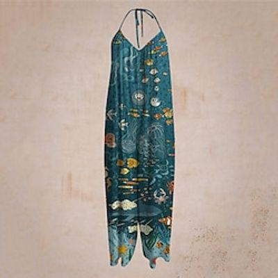 Women's Jumpsuit Backless Print Butterfly V Neck Casual Sport Daily Regular Fit Sleeveless Green Blue White S M L Spring Lightinthebox Women's Jumpsuit Backless Print Butterfly V Neck Casual Sport Daily Regular Fit Sleeveless Green Blue White S M L Spring Lightinthebox