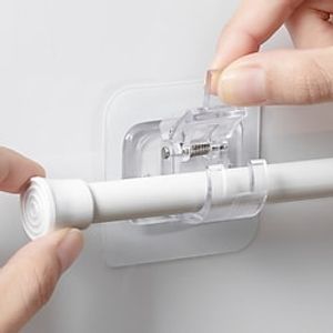 6Pcs Punch-free Hooks Adjustable Curtain Rod Holder Clamp Hooks Rod Bracket Holders Fixed Clip Home Storage Hook Bathroom Accessories Lightinthebox