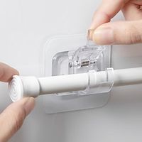 6Pcs Punch-free Hooks Adjustable Curtain Rod Holder Clamp Hooks Rod Bracket Holders Fixed Clip Home Storage Hook Bathroom Accessories Lightinthebox - thumbnail