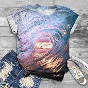 Women's Plus Size Tops T shirt Graphic Abstract Print Short Sleeve Crewneck Basic Blushing Pink Big Size XL XXL 3XL 4XL 5XL Lightinthebox