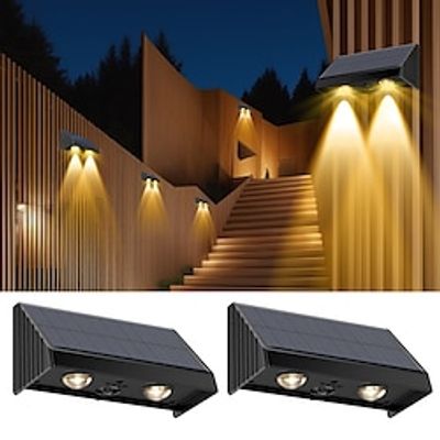 Solar Outdoor Light Waterproof Fence Wall Lamp Outdoor Courtyard Villa Exterior Wall Garden Decoration Solar Wall Washing Spotlight 1/2pcs miniinthebox