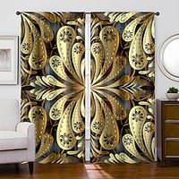 2 Panels Golden Curtain Drapes Blackout Curtain For Living Room Bedroom Kitchen Window Treatments Thermal Insulated Room Darkening Lightinthebox - thumbnail